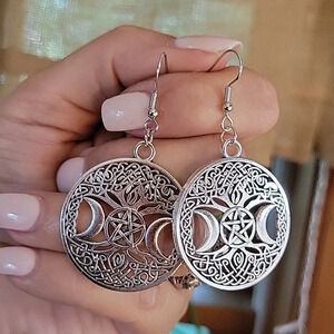 🔥LAST PAIR🔥 Mystic Tree Pentacle Drop Earrings